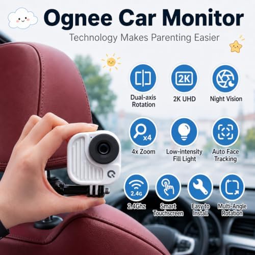 Ognee Baby Car Camera, Wirless 2K Crystial Clear Color Night Vision - Image 2
