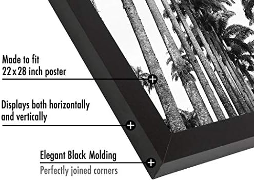 Americanflat 22x28 Poster Frame - Black Engineered Wood with Polished Plexiglass - Wide Picture Frame for Vertical or Horizontal Wall Display - Epic Collection - Black - Image 3