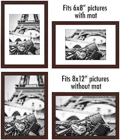 Americanflat 8x12 Picture Frame 5-Pack - Matted to 6x8 - Mahogany - Image 4