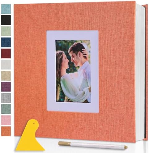 Photo Album Self Adhesive Pages Large 13.2x12.8 Orange 40 Pages by Semfalbuums