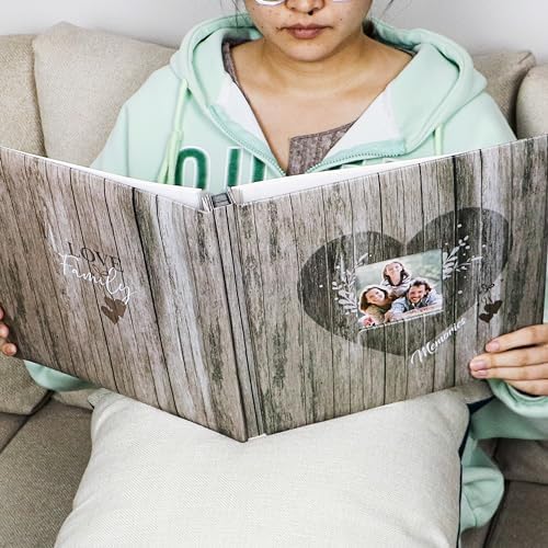 Holoary Self Adhesive Page Scrapbook Photo Album with Metallic Pen for 3x5 4x6 5x7 6x8 8x10 Hand Made DIY 40 pages Albums, Printed Kraft Paper Cover Memory Book (Wood Grain with Window) - Image 4