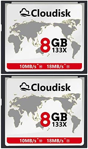 Pack of 2 Compact Flash Card 8GB 133X CF 2.0 Card Performance for DSLR Camera, Vintage Digital Camera and Industry Equipment (8 GB) by Cloudisk