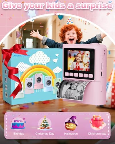 Instant Print Camera for Kids, 1080P Instant Digital Print Cameras for Toddler, Portable Toy for 4 5 6 7 8 9 10 Year Old Girl, Christmas Birthday Gifts for Girls Boys with SD Card Pink - Image 6