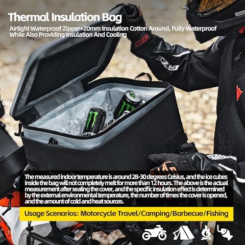 Rhinowalk 36L Waterproof Motorcycle Tail Bag Combo - Hard Shell Top Case with 22L Shockproof Camera Insert for DSLR/Drone Gear - Modular Photography & Travel Luggage (36 L Tail Bag + Insulated Liner) - Image 2