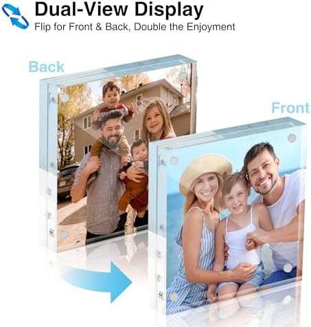 HOUSE DAY Acrylic Picture Frames 4x4, 1 Pack Magnetic 4 x 4 Picture Frame - Image 3