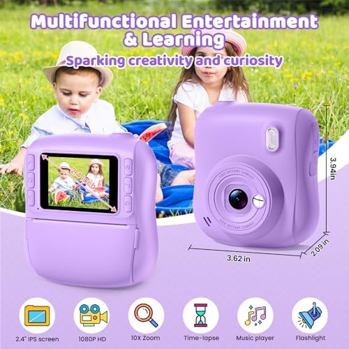 Instant Print Camera for Kids, Best 1080P HD Selfie Toy with 32GB SD Card - Image 3
