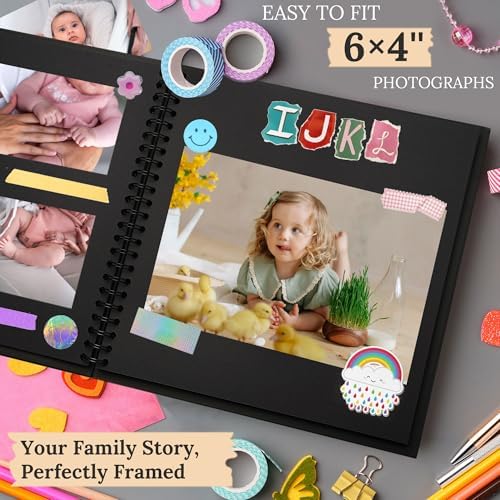 Scrapbook Photo Album 7"x7" 20 Sheets 40 Pages Hardcover Kraft Paper Khaki - Image 5