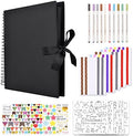 GOTIDEAL 12 x 12 Inch Scrapbook Album with 10 Metallic Markers, Black by GOTIDEAL