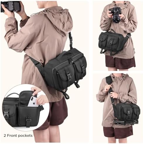 TAAOKA Camera Sling Bag,DSLR Camera Bag with Tripod Holder,Waterproof Camera Shoulder Crossbody Bag for Photographers (Black) - Image 6