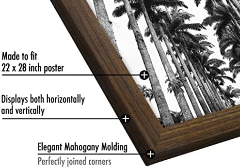 Americanflat 22x28 Poster Frame - Mahogany Engineered Wood with Polished Plexiglass - Wide Picture Frame for Vertical or Horizontal Wall Display - Epic Collection - Mahogany - Image 4