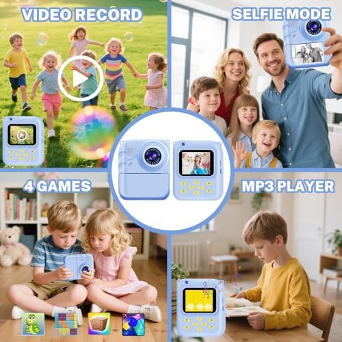 Instant Print Camera for Kids, 1080P Video Camera with 3 Print Rolls - Image 3