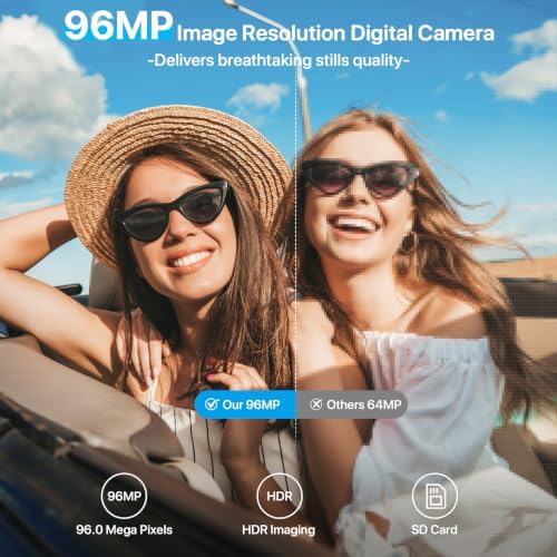 8K Digital Camera for Photography with WiFi 96MP Autofocus Vlogging Camera for YouTube Video 3.5'' 180°Flip Screen 20X Zoom Anti-Shake Compact Point and Shoot Cameras for Beginner Creator with SD Card - Image 3