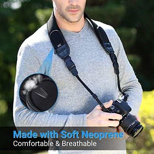 JJC DSLR Camera Neck Strap, Neoprene Strap for Canon Nikon Sony w/Pockets - Image 2