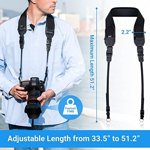 JJC DSLR Camera Neck Strap, Neoprene Strap for Canon Nikon Sony w/Pockets - Image 4