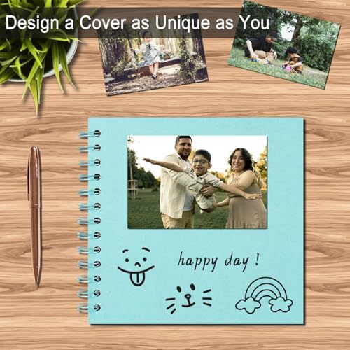 DIY Scrapbook Album 7x7 Inch, Hardcover Kraft Paper Scrap Book Photo Album, Blank Page Memory Scrap Book for DIY Crafts, Traveling, Wedding, Anniversary, Birthday, 40 Pages (20 Sheets), Blue - Image 5