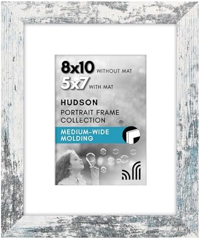 Americanflat 8x10 Picture Frame - Matted to 5x7 - Distressed White by Americanflat