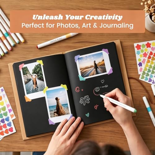 6x8.3 Inch Accordion Scrapbook Album, Stretchable Blank Scrapbook with DIY Accessories Kit, Handmade Foldable Scrapbook for Anniversary and Birthday Party, Black - Image 4