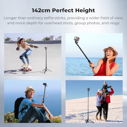 K&F CONCEPT 142cm/55.9" Telescopic Selfie Stick Tripod for Action Camera - Image 5