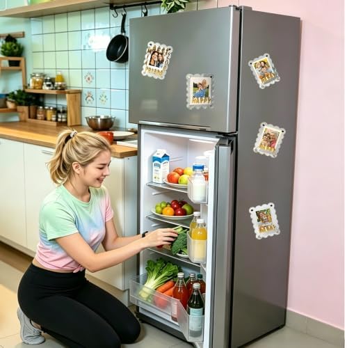 10 Sets DIY Acrylic Fridge Magnetic Frame Craft Kit - Includes 10 Mini Scalloped Magnetic Picture Frames (2.36 x 3.54 Inch), 6 set A-Z Metal letter decoration, , Locker & Wall Decor (transparent and Metal letters) - Image 5