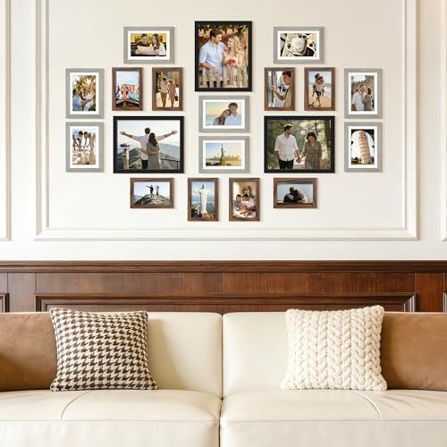 upsimples Picture Frames set of 19, Including 8x10, 5x7, 4x6 Rustic Frame - Image 6