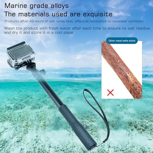 GEPULY 360°Underwater Selfie Stick Waterproof Handle for GoPro DJI Insta360 - Image 4
