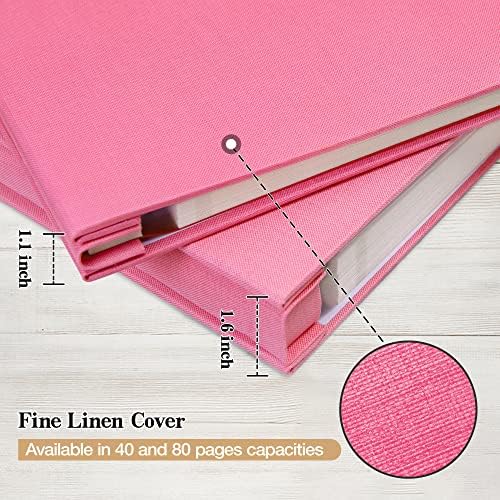 potricher Large Self Adhesive Photo Album 80 Pages, Linen cover, Pink - Image 5