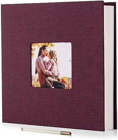 HoneyTolly Large Photo Album Self Adhesive, DIY Scrapbook Album for 4x6 8x10 10x12 Pictures, 60 Pages Linen Cover Memory Book, Ideal Gift for Family Wedding Baby Christmas Anniversary(Purple) by HoneyTolly