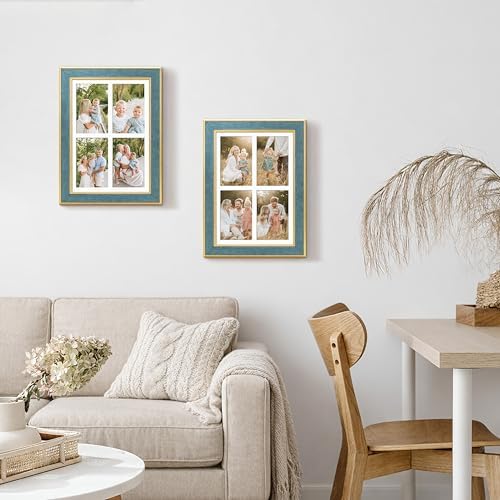 Suede 9x13 Picture Frame Display 4 Opening Picture Frames Collage 4x6 Wall Decor with Mat,Multi Photo Frame for Plexiglass,Wall Decor,1Pack,Blue - Image 7