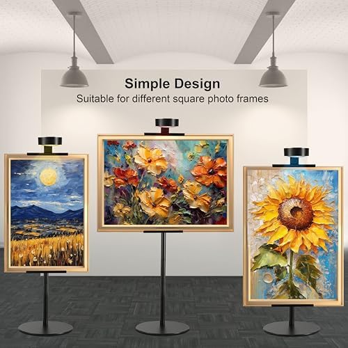 Adjustable Desktop Photo Frame Stand with Magnetic Wall Painting Light, Holds Picture Frames up to 30 Inch,with Rechargeable Battery,Metal Vertical Stand with 3 Color Temperature & 13RGB Poster Lights, for Displaying Picture Frames, Artworks (2 Packs, ... - Image 3