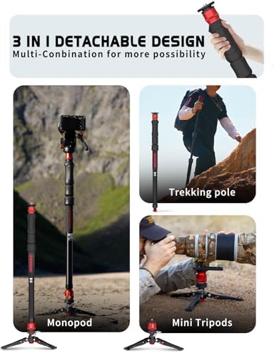 IFOOTAGE Cobra 3 A150S Strike Monopod with Fluid Head,59" Camera Monopod with Pedal Locking Control,One-Step Rapid Height Adjustment,Professional Photography Monopod(A150S&Komodo K5S) - Image 5