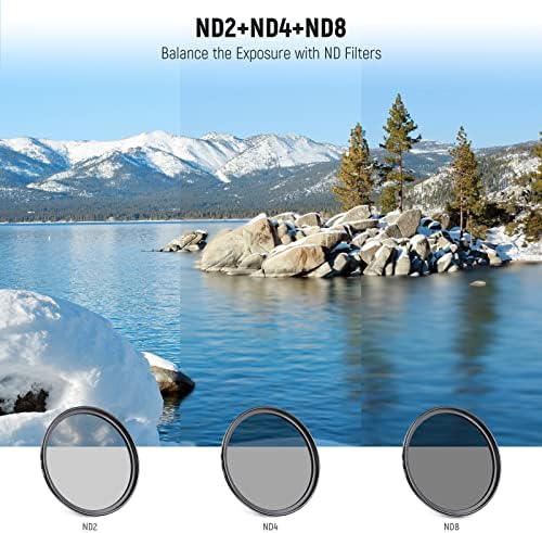 NEEWER 72mm ND Filter Kit and Lens Accessories, ND2 ND4 ND8 UV FLD CPL(Circular Polarizing) Filter Set with Lens Cap/Tulip Shaped Lens Hood - Image 2