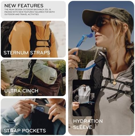 Peak Design Outdoor Backpack 45L, Cloud, Lightweight Internally-Framed Backpack, Ultra Cinch Roll-Top Design, Ideal for Hikes, Camera Carry and Travel, Versatile Backpack for Men and Women - Image 7