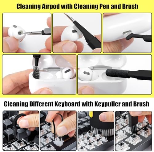 walrfid Laptop Phone Screen Cleaner Kit, Computer Keyboard Brush Cleaning Spray for iPhone AirPods MacBook iPad, 20-in-1 Electronic Device Clean Tool for Camera Earbud Car Screens (Black) - Image 3