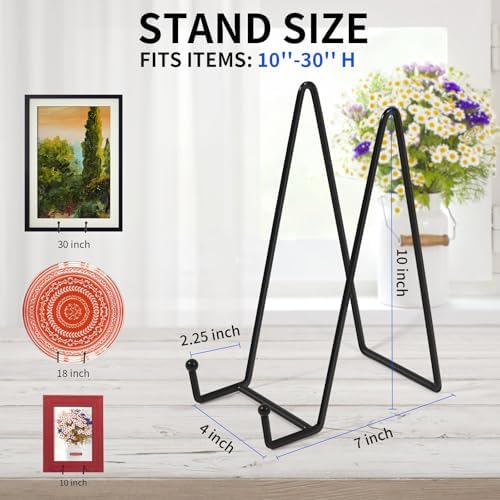 Decolore 10 Inch 3 Pack Large Black Table Easel Plate Stands for Display Plate Holder Display Stand for Decorative Plate, Poster, Tabletop Art and Platter - Image 2