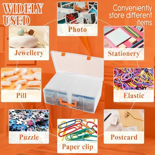Photo Storage Box 5 x 7 Inches, 18 Inner Photo Cases with Dividers, Clear Acid-Free Photo Storage Containers with Handle, Photo Organizer Craft Keeper for Stickers, Craft, Stamp - Image 7