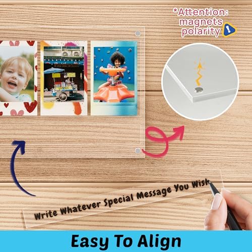 Instax Polaroid Photo Frame for Fujifilm Instax Mini/Square/Wide Films, Acrylic Magnetic Picture Frame with Message Panel, Desktop Photo Display Holder for 2x3 Photos, Gift for Family and Friends - Image 5