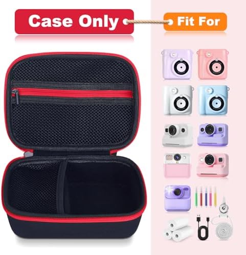 Kids Camera Case Fit for ESOXOFFORE/Dylanto/Yehtta/HiMont/Gofunly Instant Print Camera Toy,Portable Digital Camera bag Storage Holder Organizer(Case Only) - Black&Red - Image 2