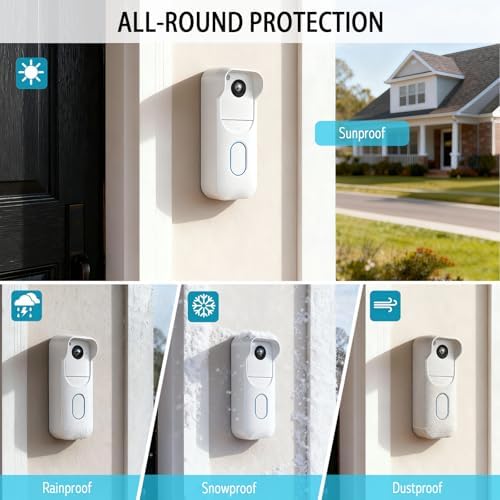 Silicone Skin Case for Blink Video Doorbell (2nd Gen) - Weatherproof Silicone Protective Cover with Brim for All-New Blink Doorbell Camera 2025 Full Protection (White) - Image 5