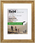 Americanflat 11x14 Picture Frame with Shatter-Resistant Glass - Use as 8x10 Frame with Mat or Display 11x14 Photo Without Mat - Ornate Picture Frames for Wall Display - Gold by Americanflat