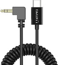 Coiled Short USB C to 3.5mm Male Audio Cable Compatible with iPhone 17/16/15, iPad Pro 13/12.9/11, Galaxy S25/S24, Pixel 10/9/8/7 Pro, Right Angle Type C Aux Cord for Car Radio, Speaker, 1 FT by Cubilux
