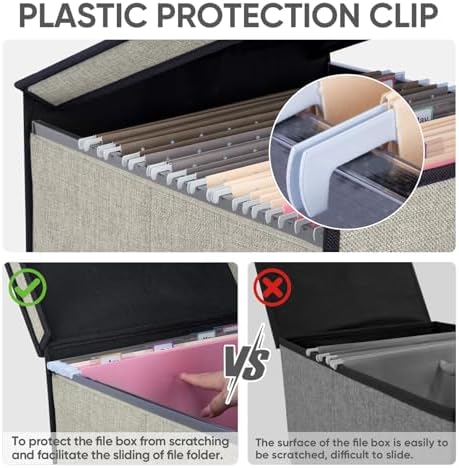 BALEINE File Organizer Box with Lid, Collapsible Hanging File Storage Box - Image 2