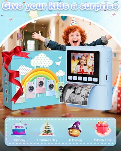 Instant Print Camera for Kids, 1080P Instant Digital Print Cameras for Toddler, Portable Toy for 4 5 6 7 8 9 10 Year Old Girl, Christmas Birthday Gifts for Girls Boys with SD Card Blue - Image 6