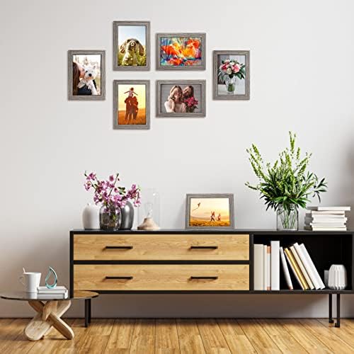 Giftgarden 5x7 Picture Frame Distressed Grey, 5 by 7 Rustic Wood-grain Gray Photo Frames Bulk for Wall or Tabletop, 12 Pack - Image 5