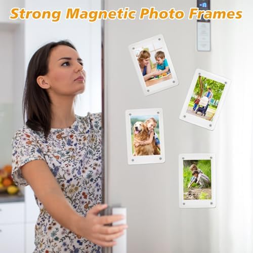 12 Packs Acrylic Fridge Magnetic Picture Frame Magnetic Polaroid Frames for Photos Instax Mini Frame Clear 2.36 x 3.54 Inch - Image 2