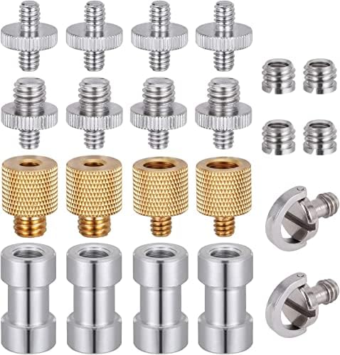 22pcs Camera Screw Adapter, Camera Screw Mount Set 1/4" to 1/4" and 1/4" to 3/8" Tripod Screw Adapter Converter, Metal Camera Mount Adapter for Camera, Monopod, Ball Head, Light Stand by KWOKWEI