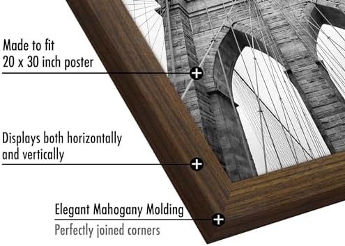 Americanflat 20x30 Poster Frame - Mahogany Engineered Wood with Polished Plexiglass - Wide Picture Frame for Vertical or Horizontal Wall Display - Epic Collection - Mahogany - Image 4