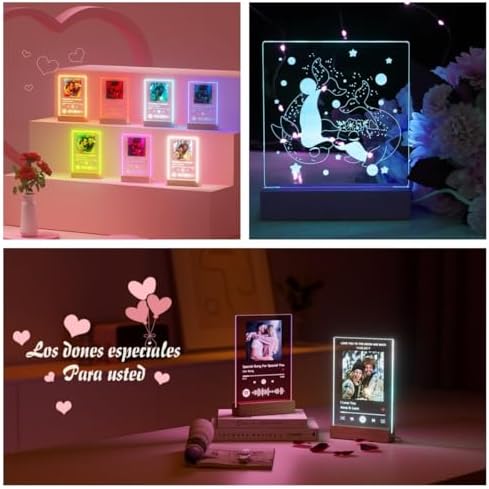 2Pcs Rectangle Wood LED Light Stand Display Base for Plexiglass Acrylic - Image 5