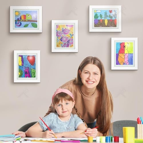 4 Pack 8.5x11 Front-Opening Kids Artwork Frames Changeable (White) - Image 3