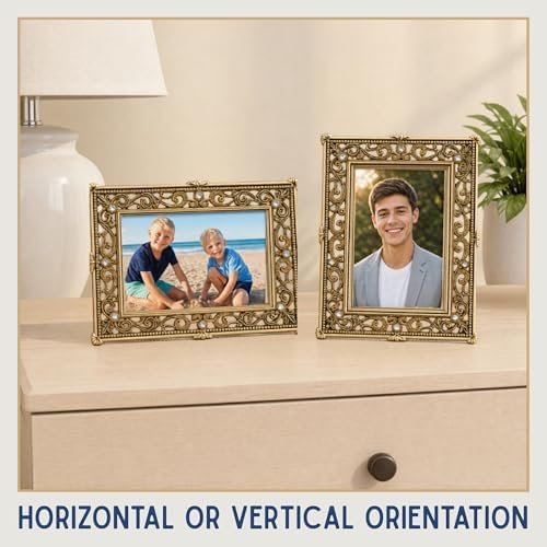 2x3 Mini Picture Frame: Gold Filigree + Clear Rhinestones - Image 3