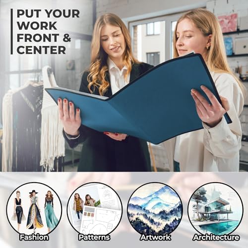 Dunwell 11x14 Art Portfolio Binder, 24-Sleeve, Mounting Paper, Blue - Image 5
